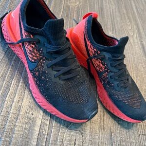 Nike Epic React Black and Red Fly Knit 2 Running Shoes size 10